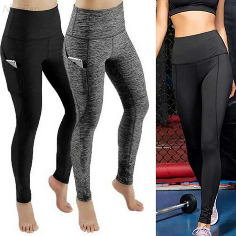 Winter Tummy Control Solid Color High Waist Women Fitness Leggings Push up Pockets Butt Lift Yoga Pants Sport Running Woman Pant